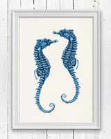 Blue sea horses couple