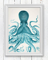Giant Blue Octopus Nautical Print