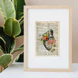 Blue Bird on Anatomical Heart Print