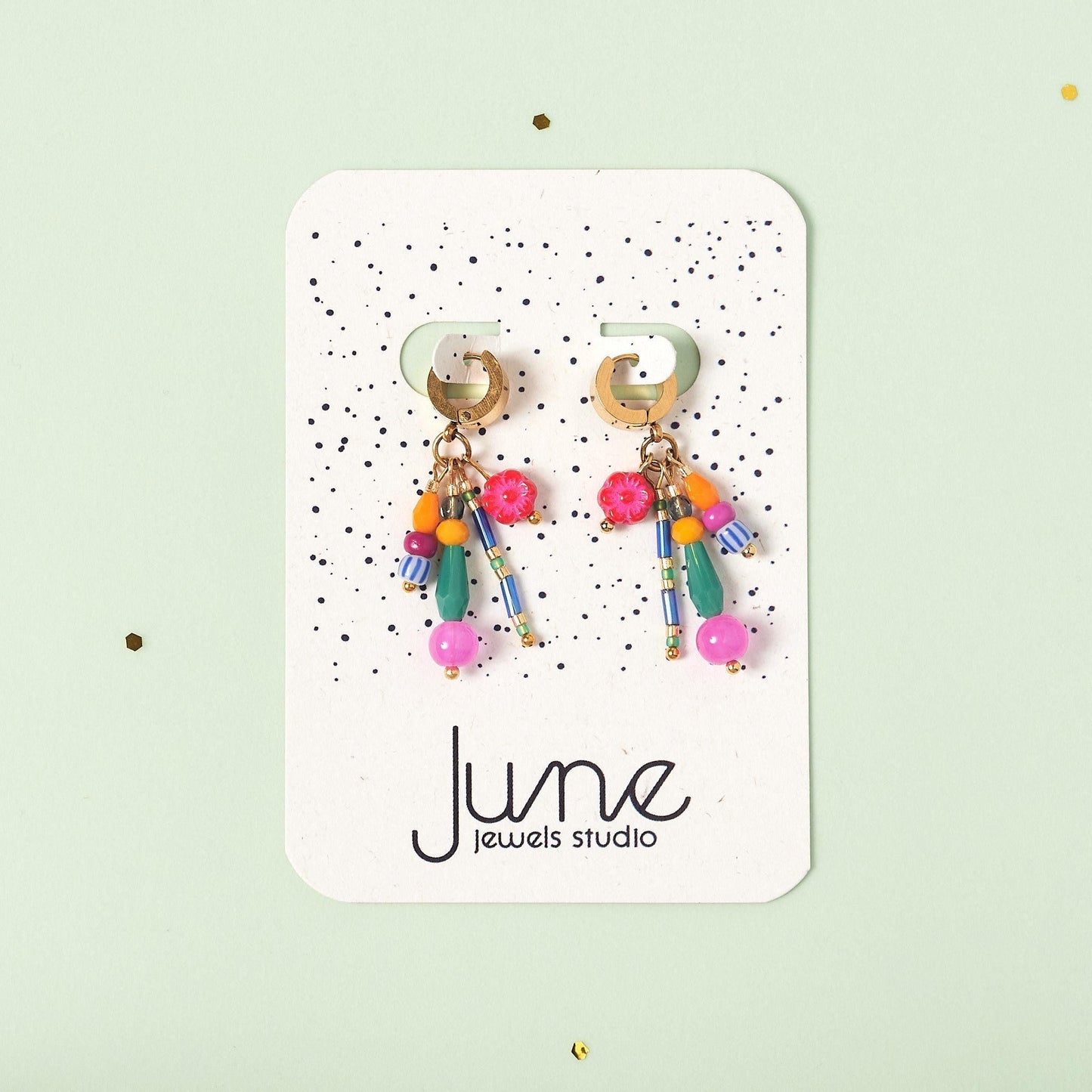 Tiny Floral Drop Huggie Hoops