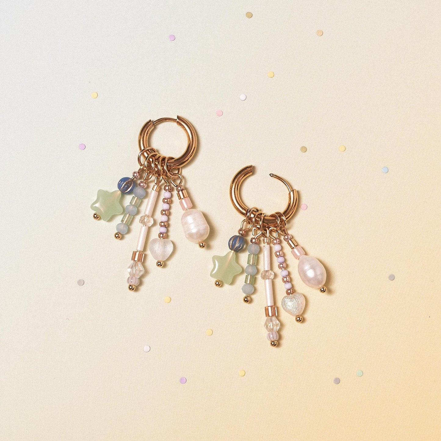 Handcrafted Gold Charm Hoop Earrings