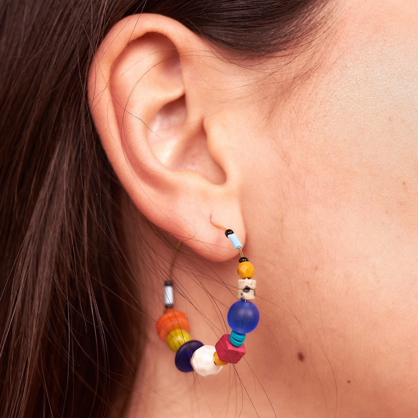 Colorful Gemstone Hoop Earrings