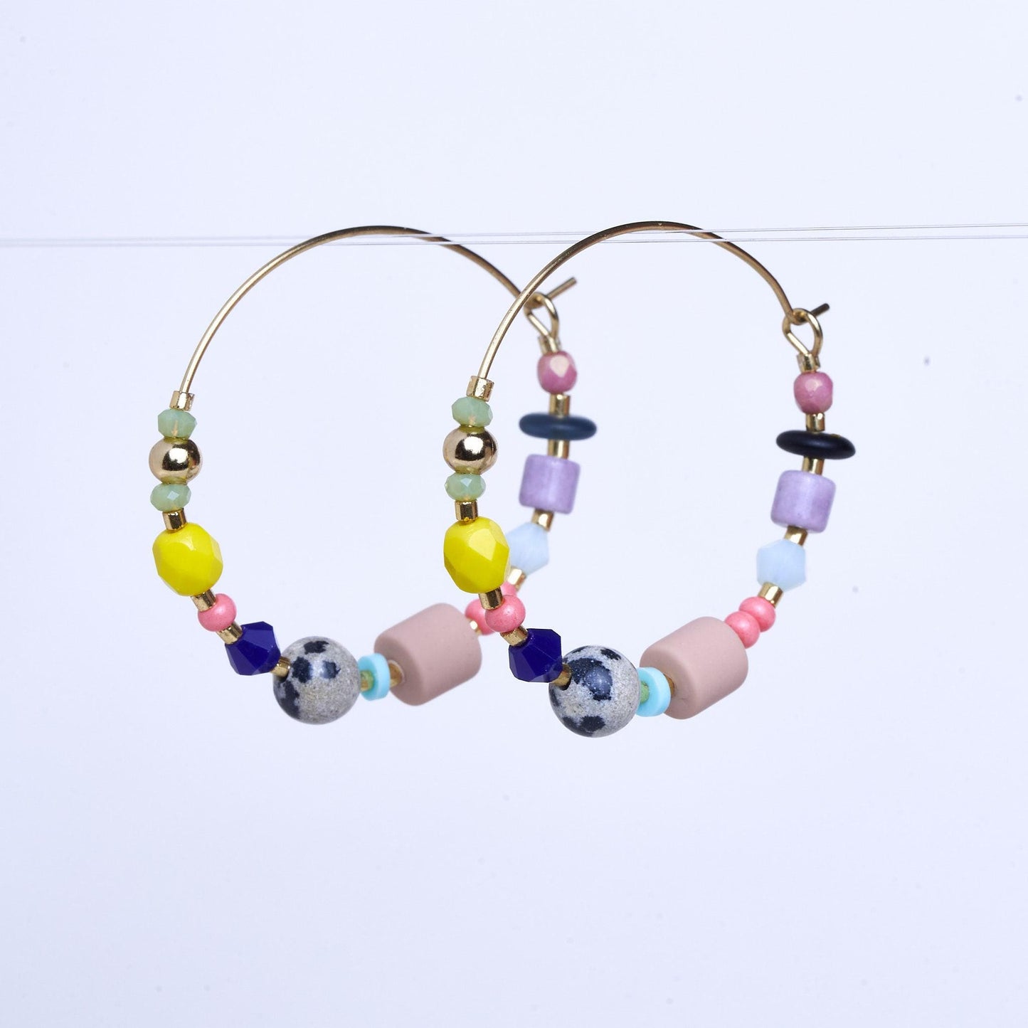 Handcrafted Leopardite Hoop Earrings