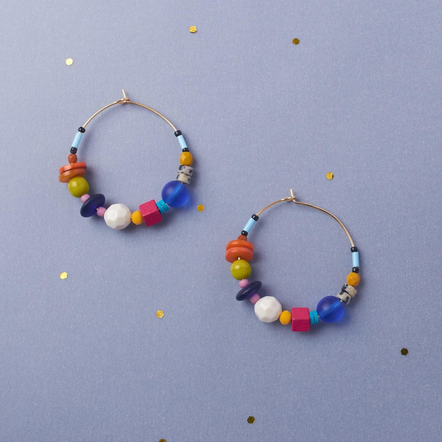 Colorful Gemstone Hoop Earrings