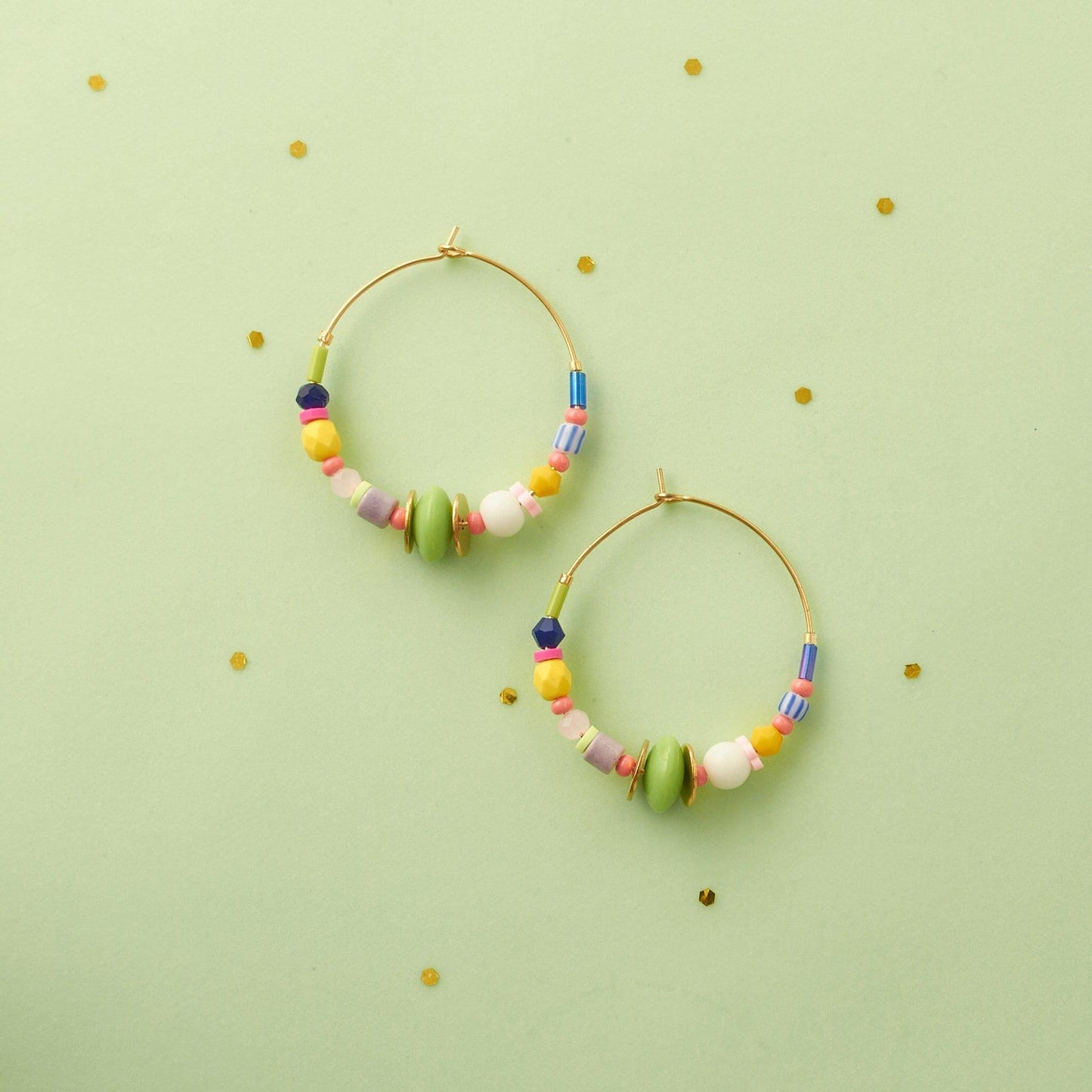 Handcrafted Colorful Beaded Hoops