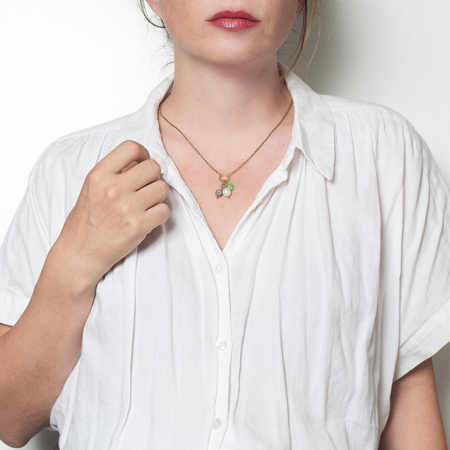 Good Karma Purple Flower & Pearl Necklace
