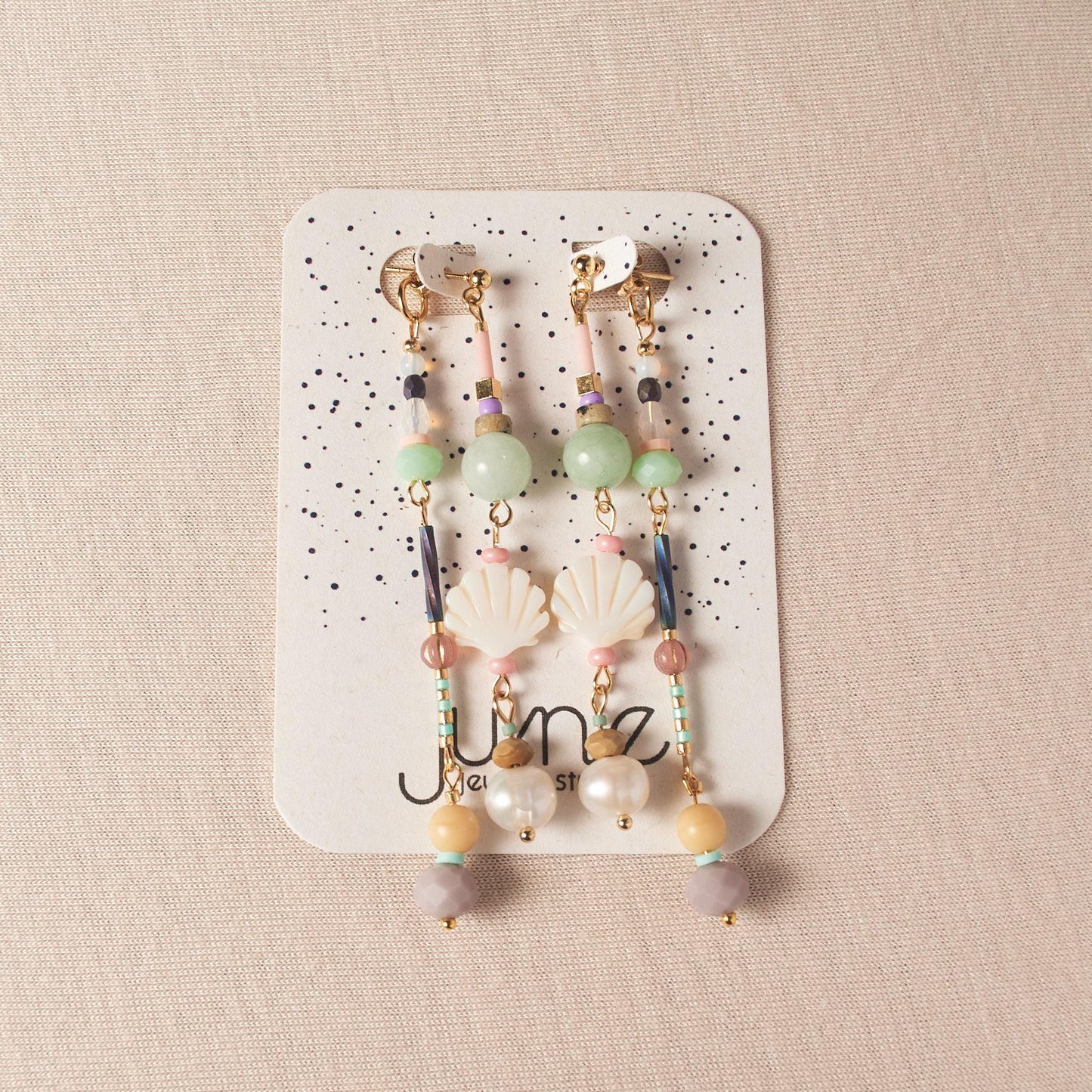 Handcrafted Mother of Pearl Shell Front-Back Earrings