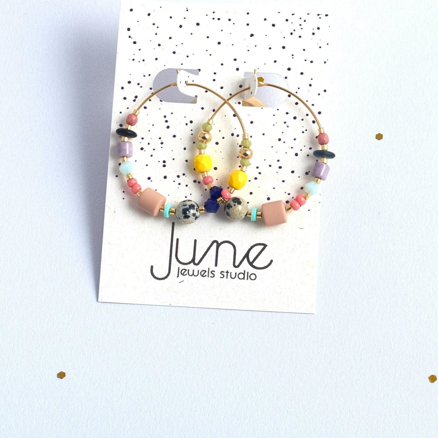 Handcrafted Leopardite Hoop Earrings