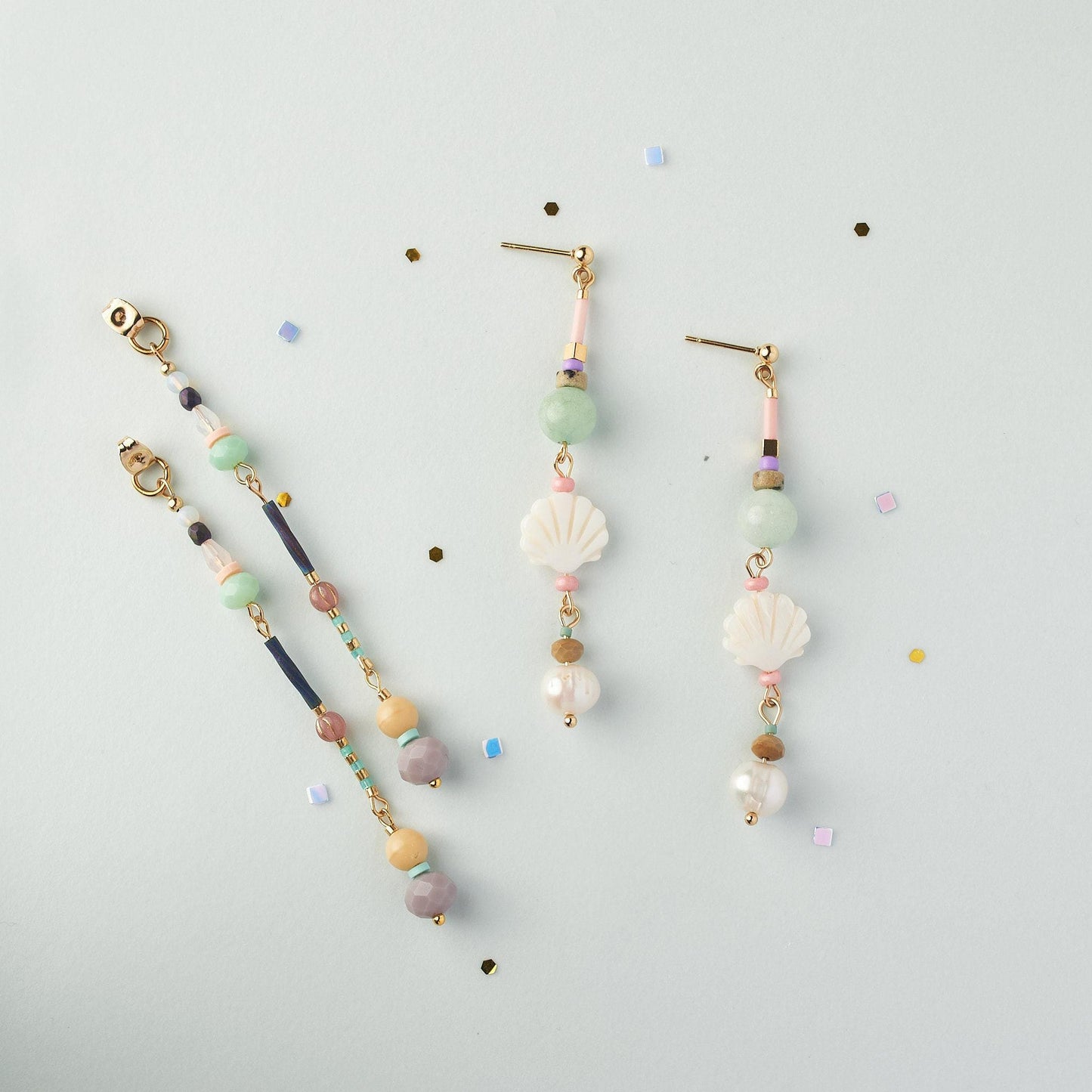 Handcrafted Mother of Pearl Shell Front-Back Earrings
