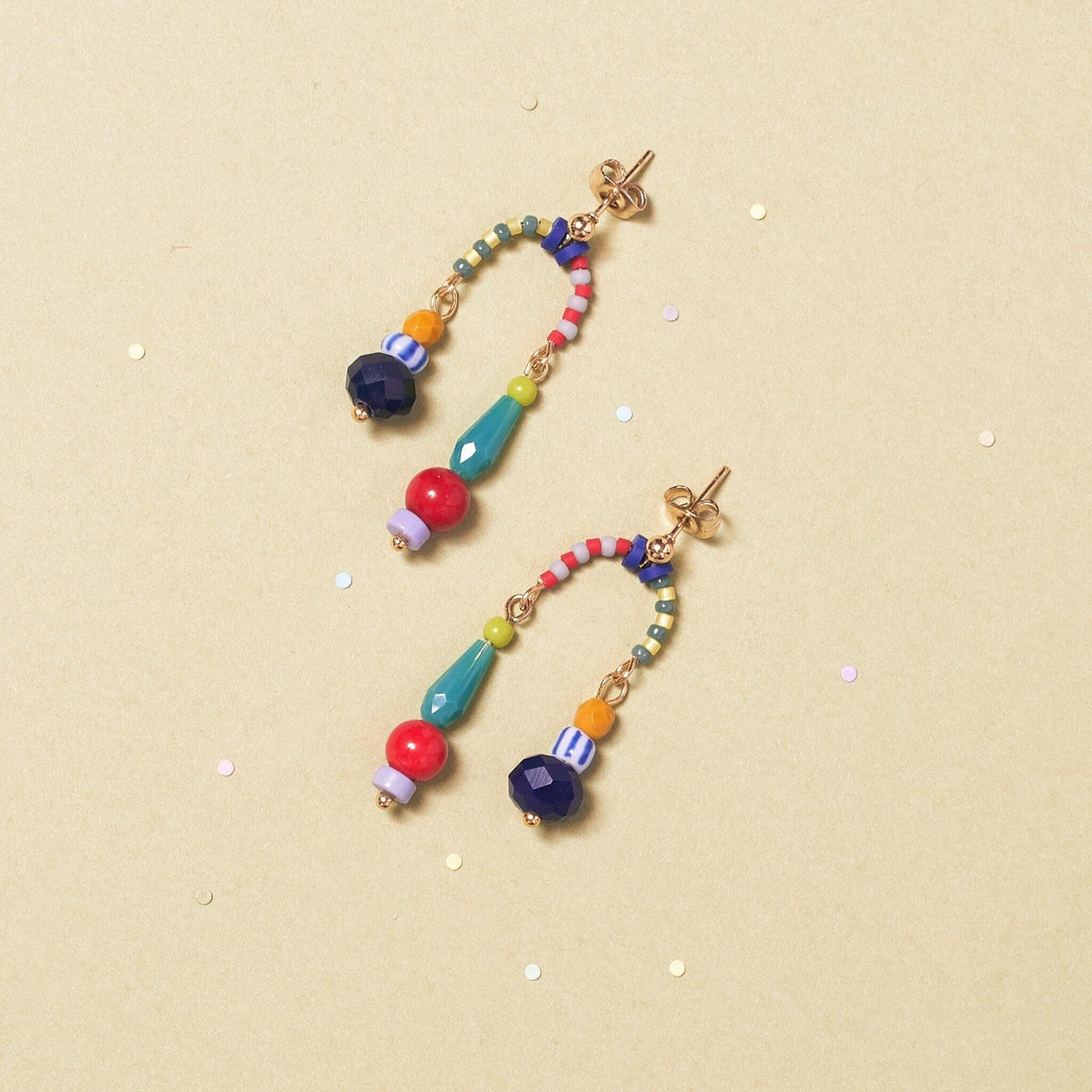Handcrafted Colorful Beaded Stud Earrings