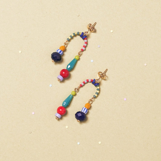 Handcrafted Colorful Beaded Stud Earrings