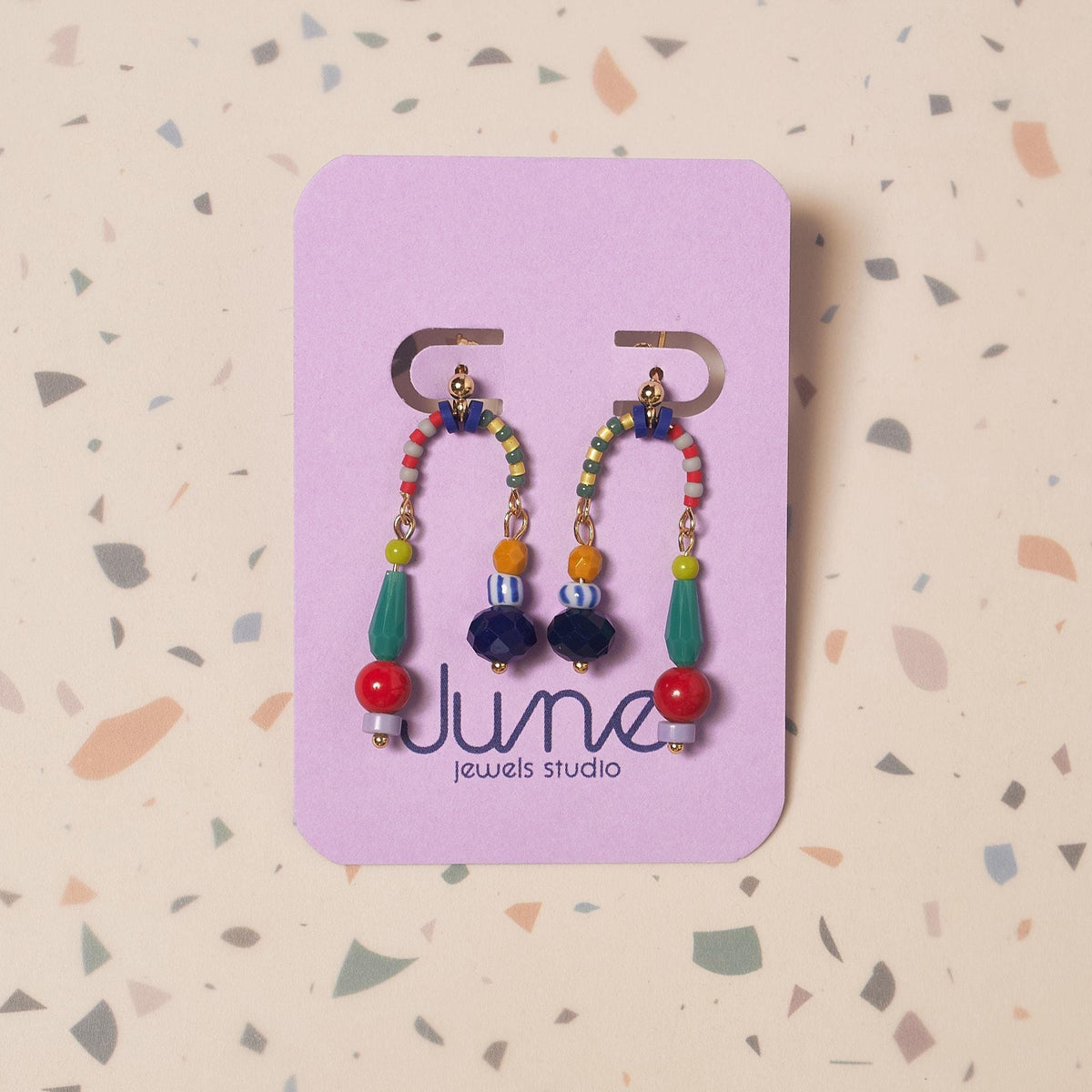 Handcrafted Colorful Beaded Stud Earrings