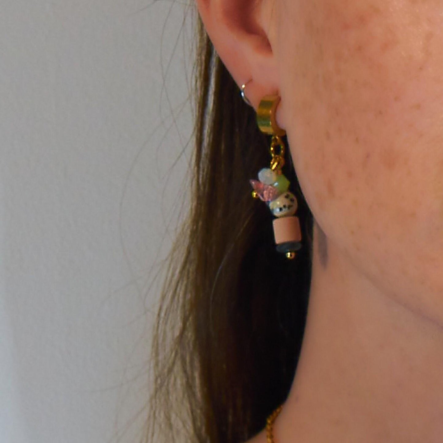 Leopardite Huggie Hoops