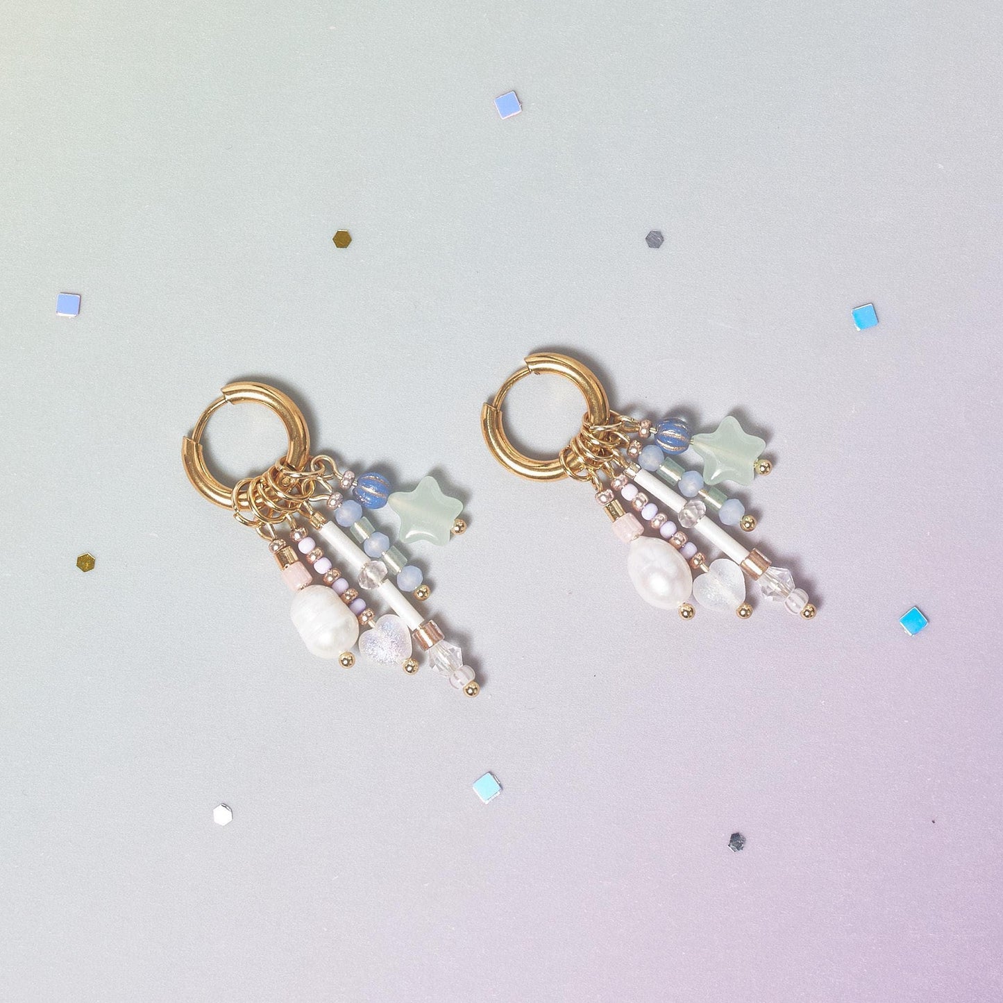 Handcrafted Gold Charm Hoop Earrings