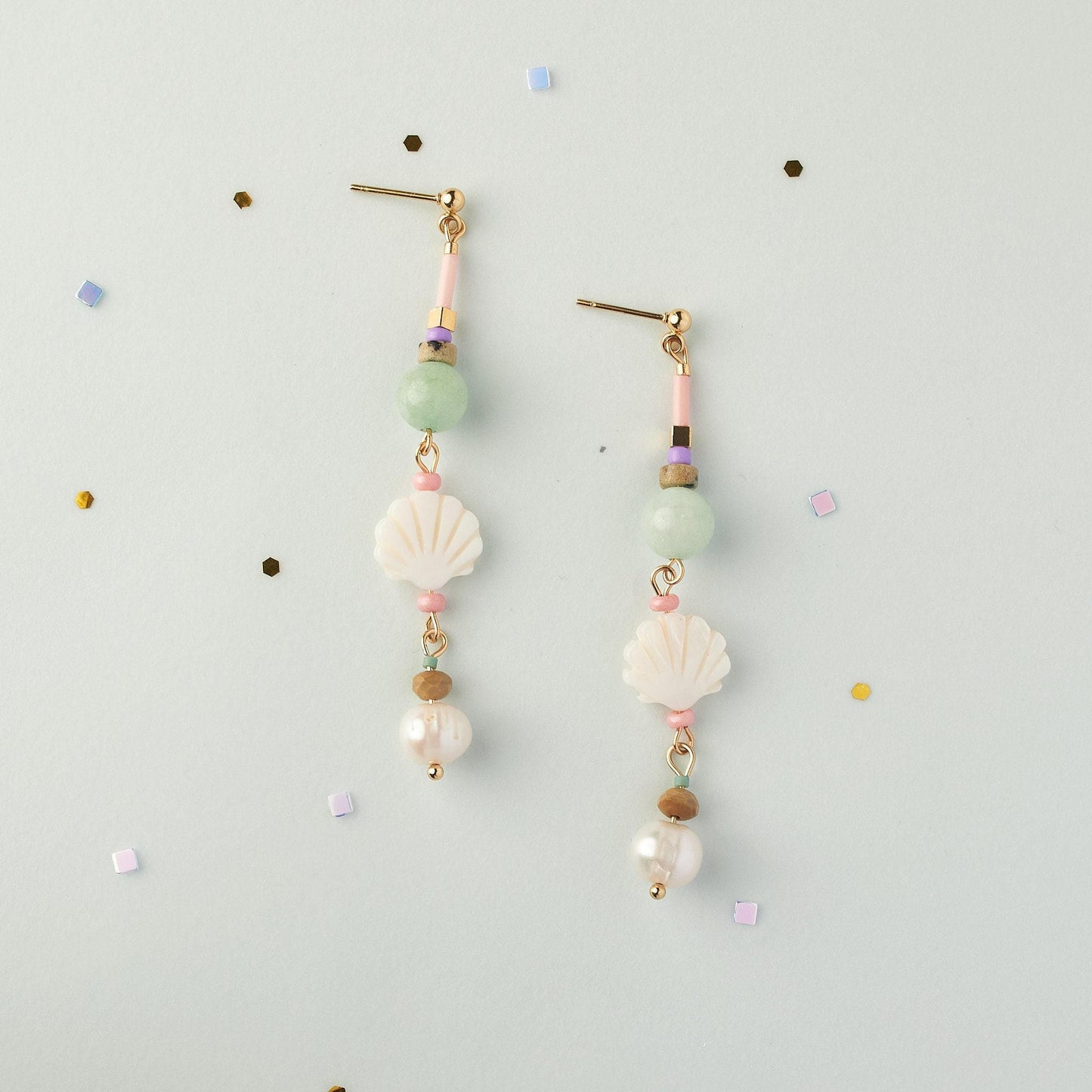 Handcrafted Mother of Pearl Shell Front-Back Earrings