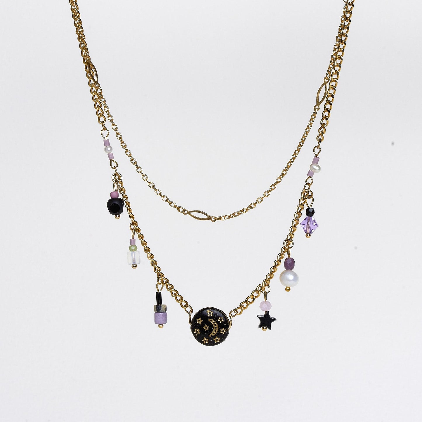 Stars and Moon Celestial Necklace