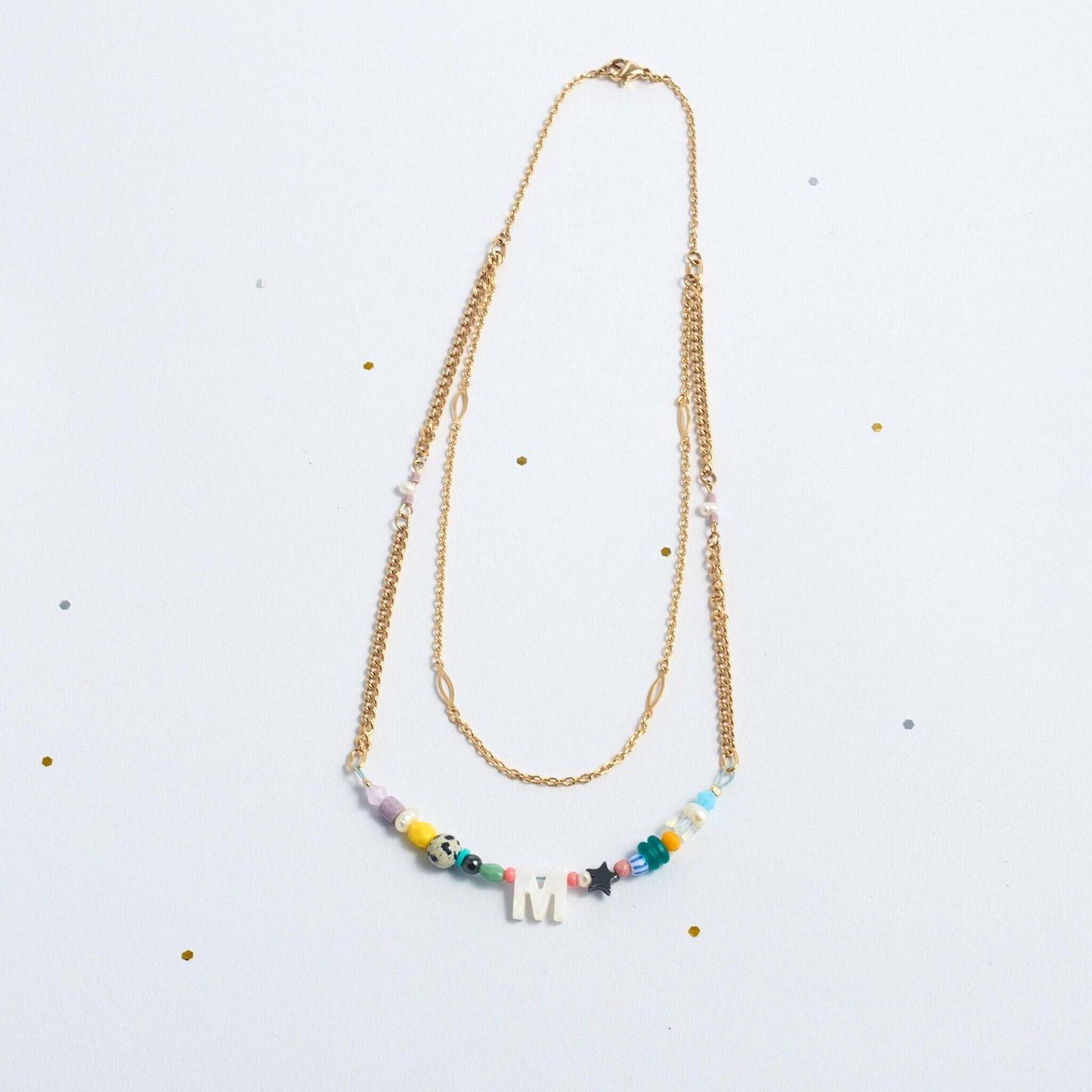 Personalized Double Chain Initial Necklace