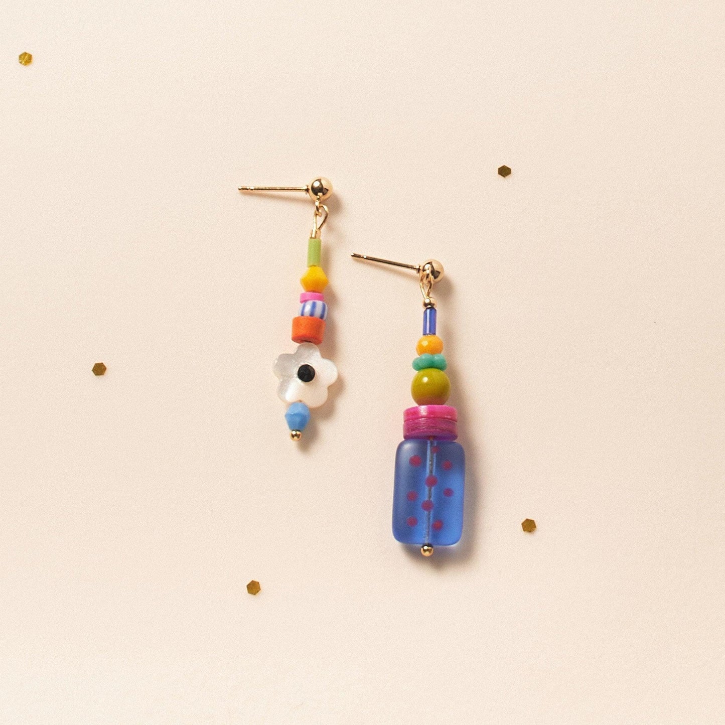Handmade Mismatched Colorful Dangle Earrings