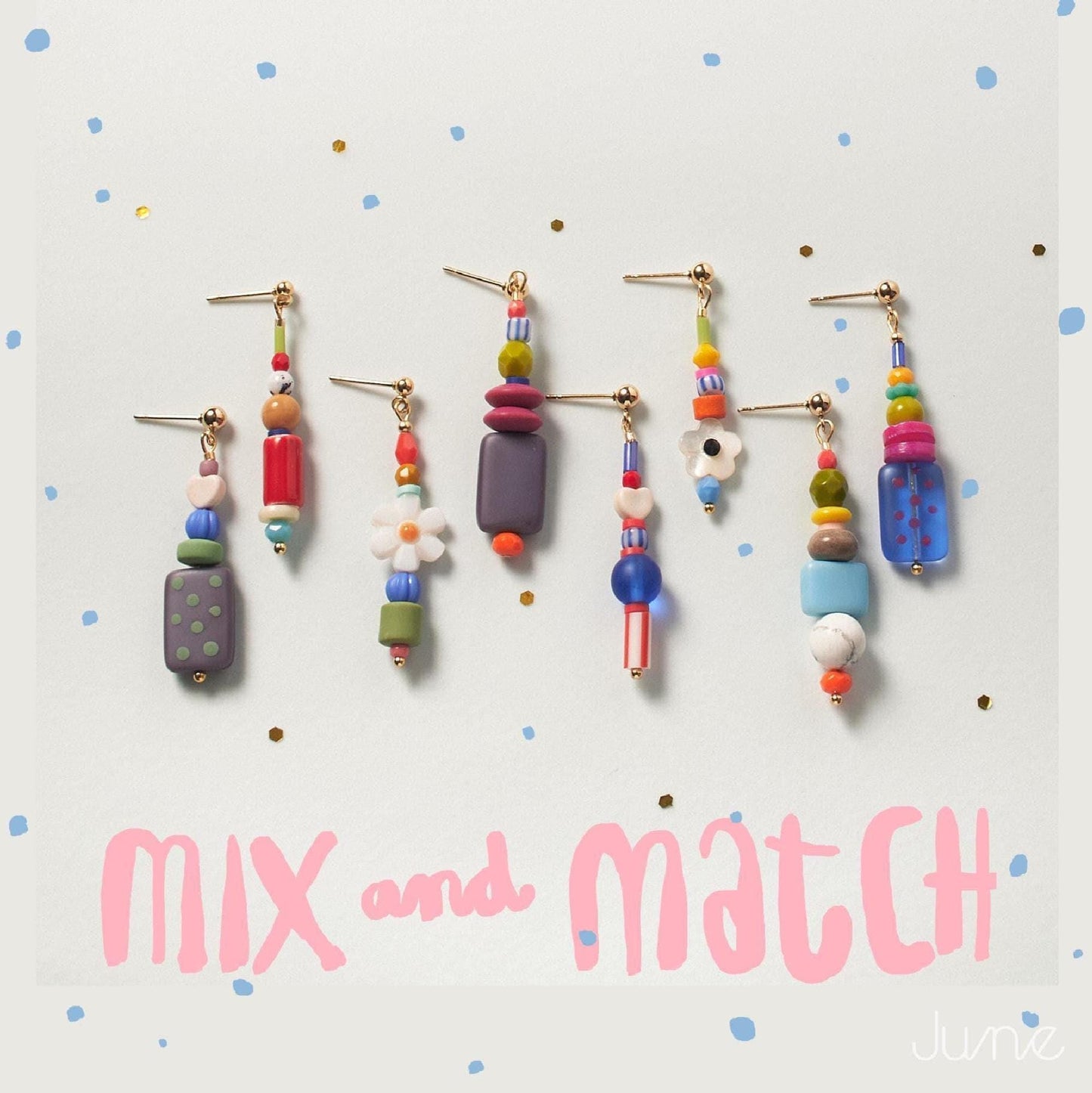 Handmade Mismatched Colorful Dangle Earrings