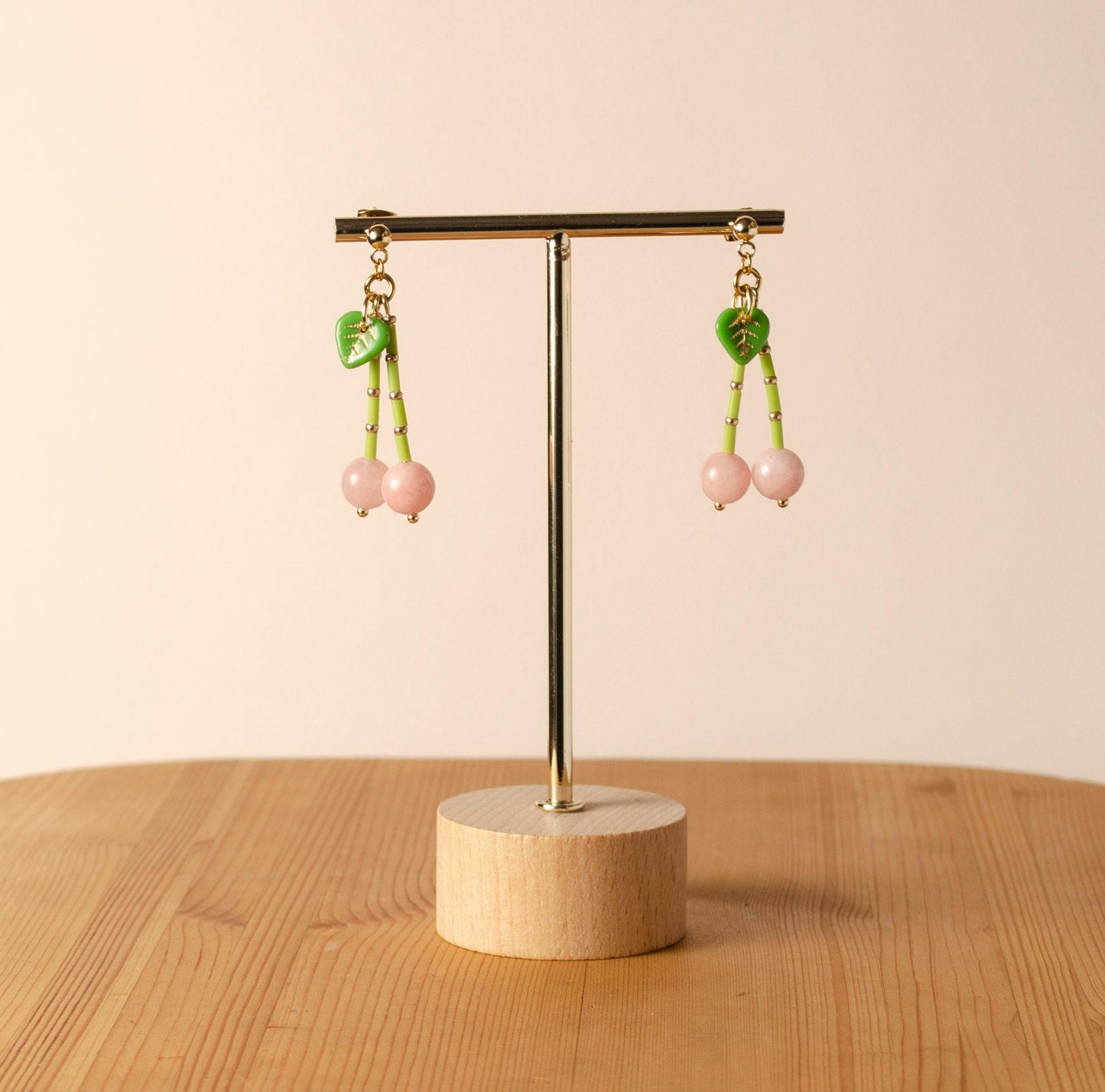 Rose Quartz Cherry Dangle Earrings