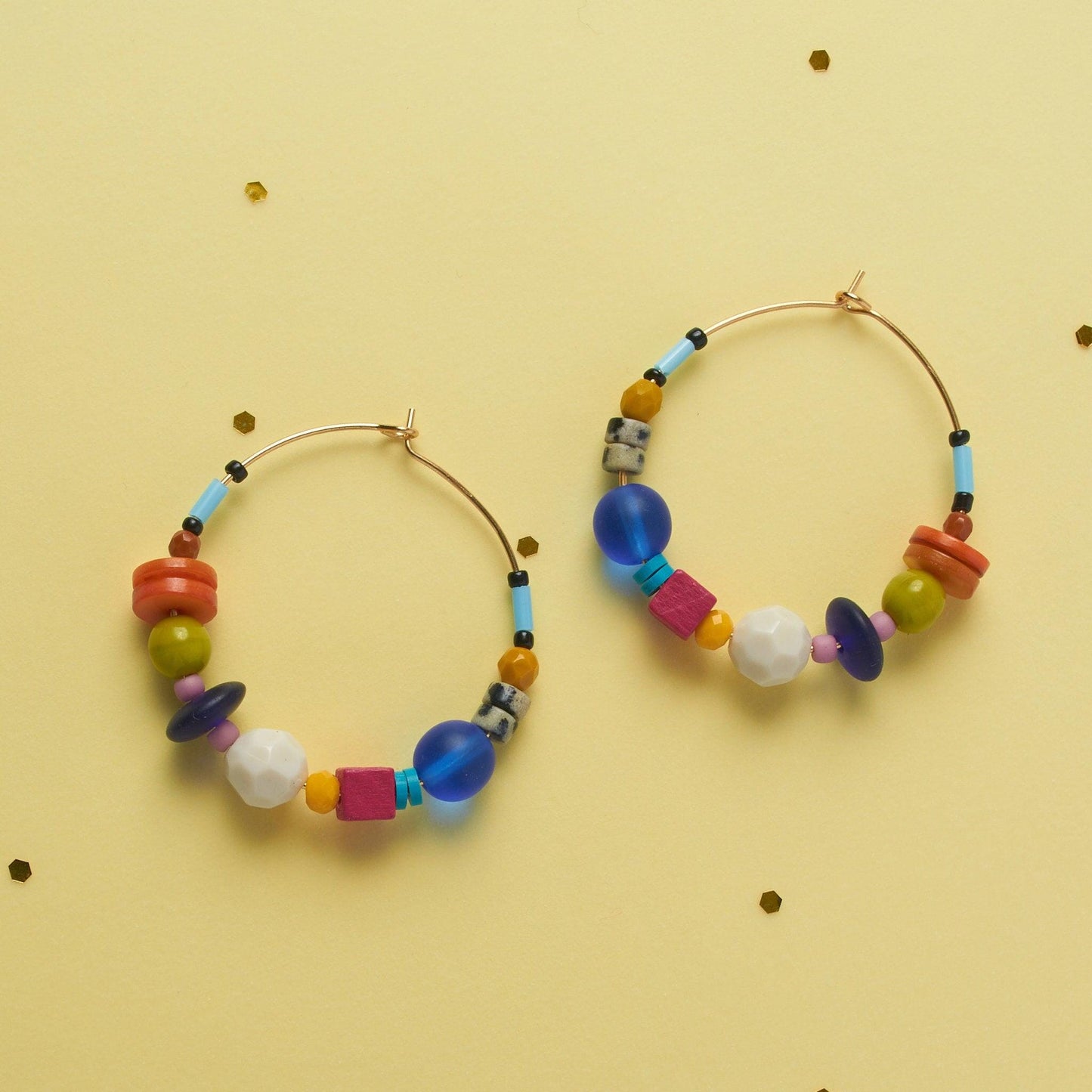 Colorful Gemstone Hoop Earrings