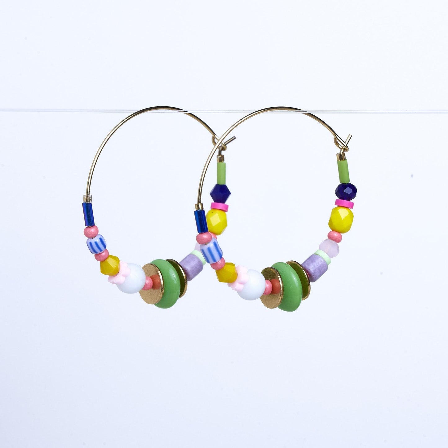 Colorful Bead Hoop Earrings