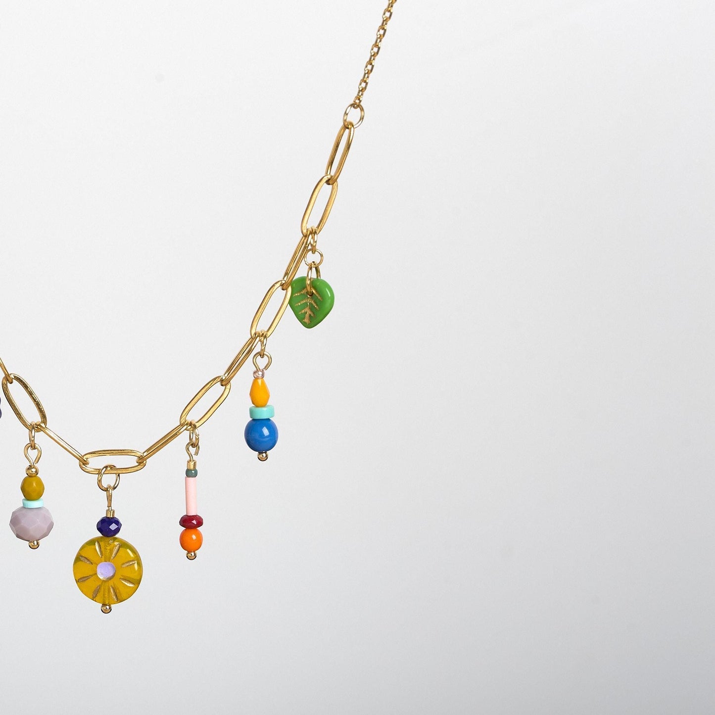 Handcrafted Trendy Colorful Multi-Charm Necklace