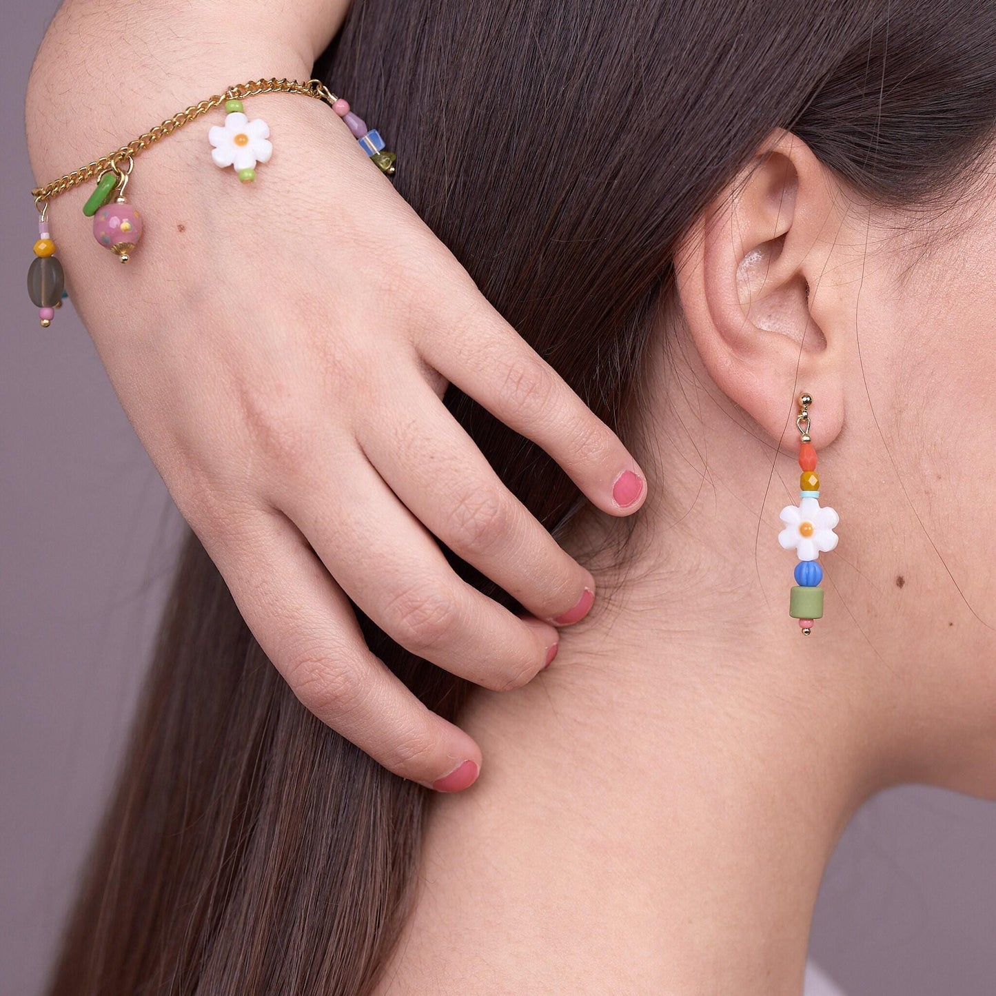 Handcrafted Mismatched Colorful Dangle Earrings