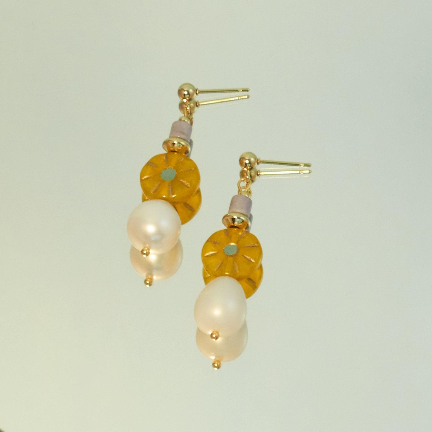 Handcrafted Teardrop Pearl & Agate Dangle Earrings