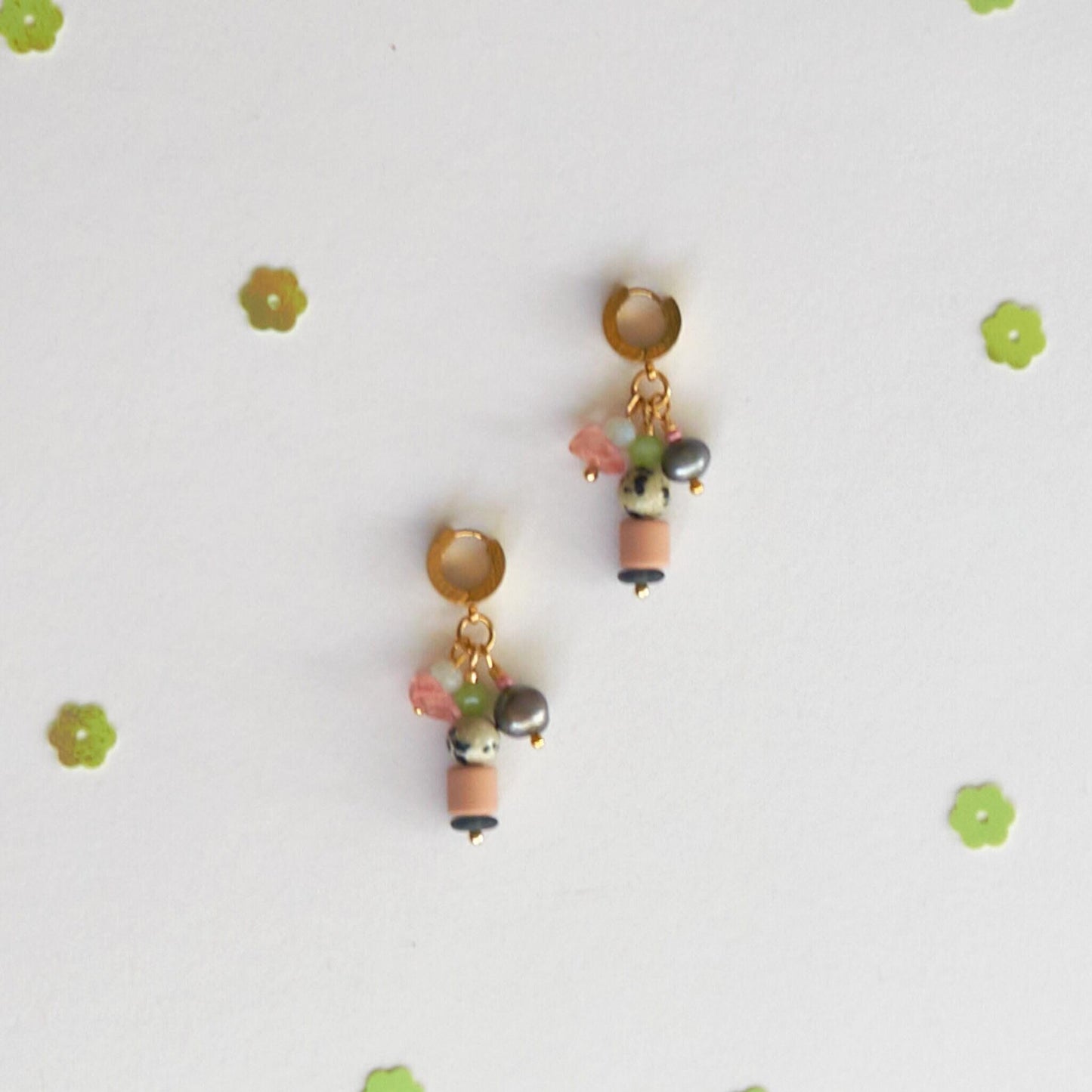 Leopardite Huggie Hoops