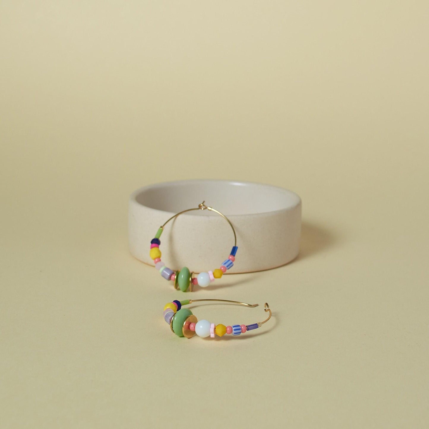 Handcrafted Colorful Beaded Hoops