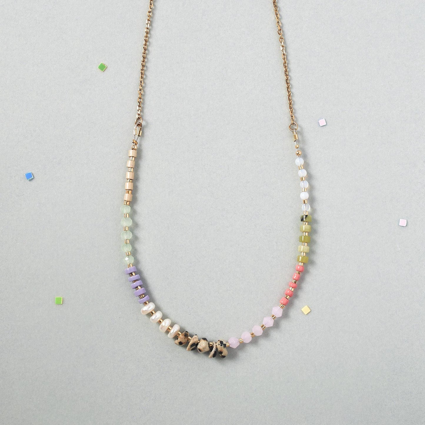 Gemstone Beads and Chain Necklace