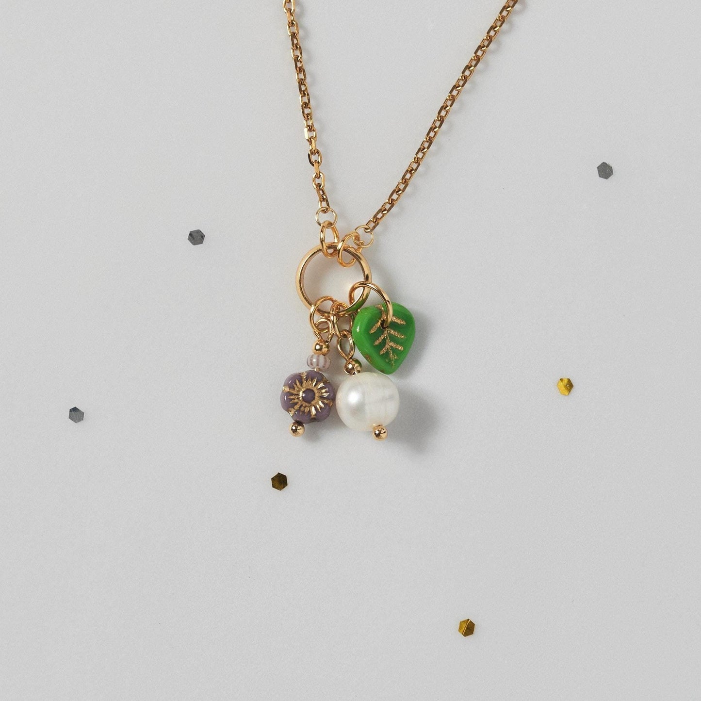 Good Karma Purple Flower & Pearl Necklace
