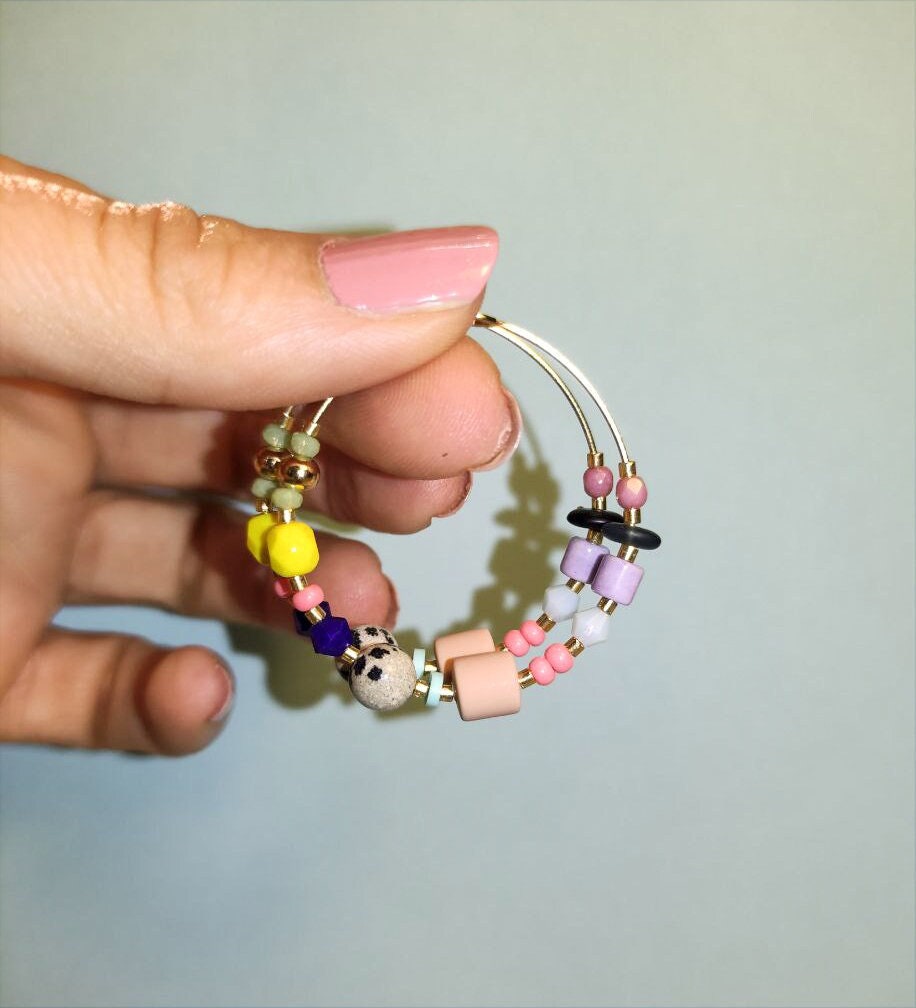 Handcrafted Leopardite Hoop Earrings