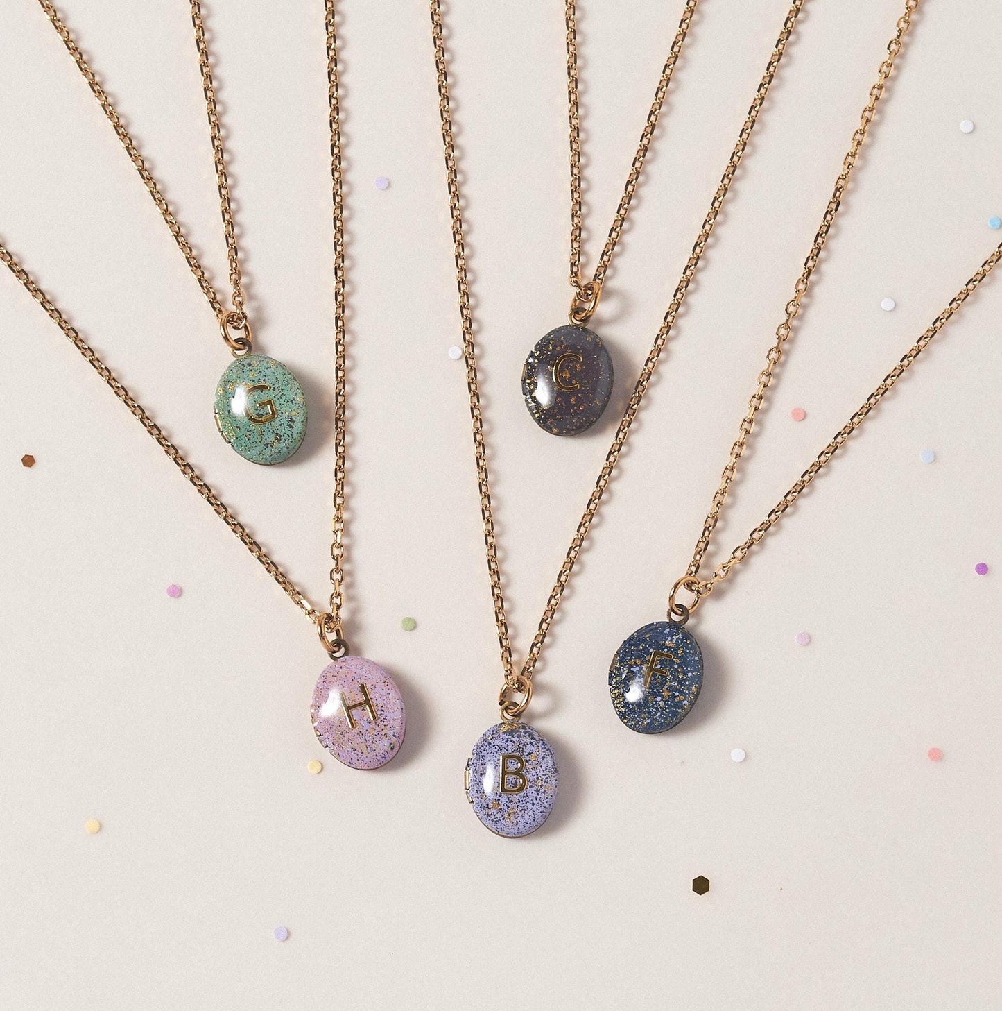 Hand-Painted Initial Locket Necklace