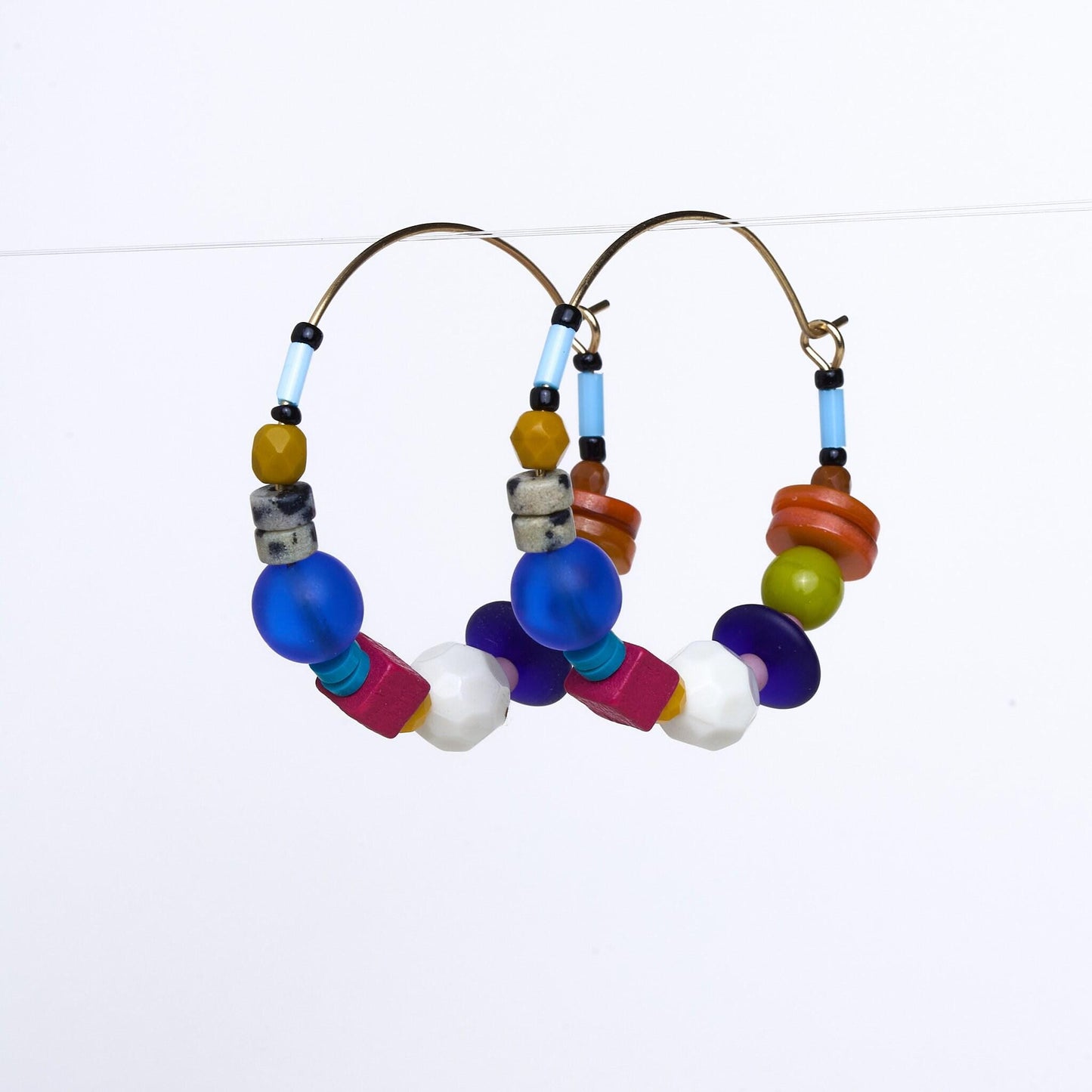 Colorful Gemstone Hoop Earrings