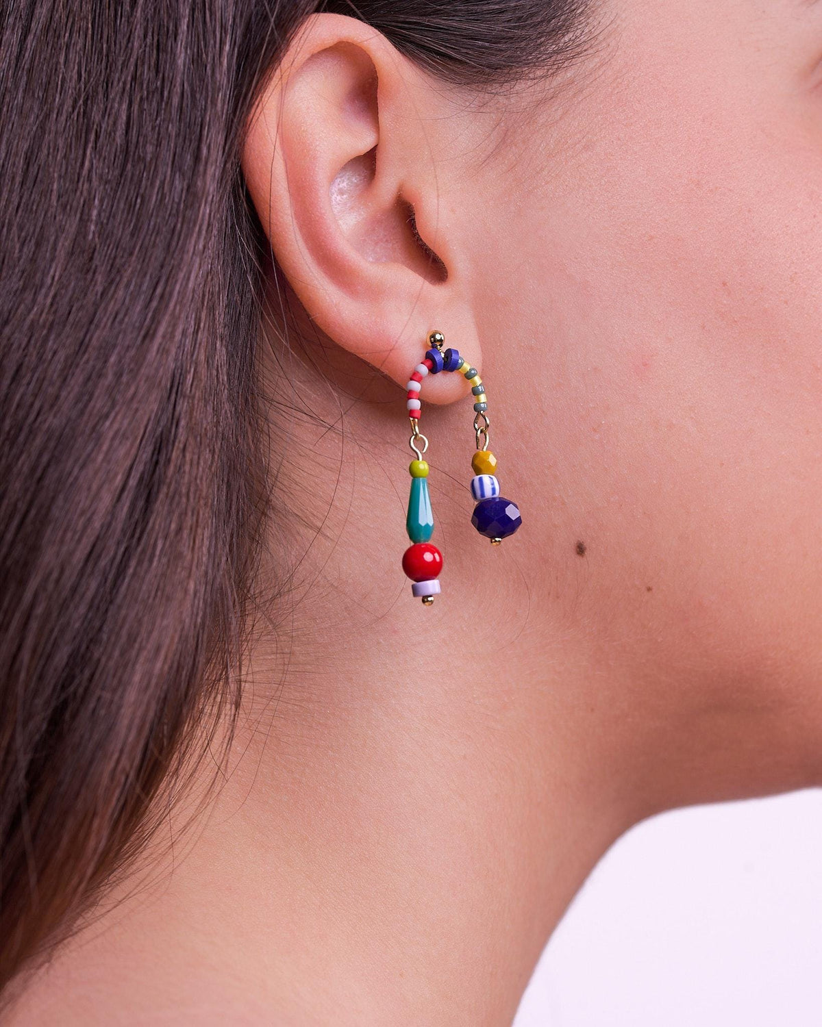 Handcrafted Colorful Beaded Stud Earrings