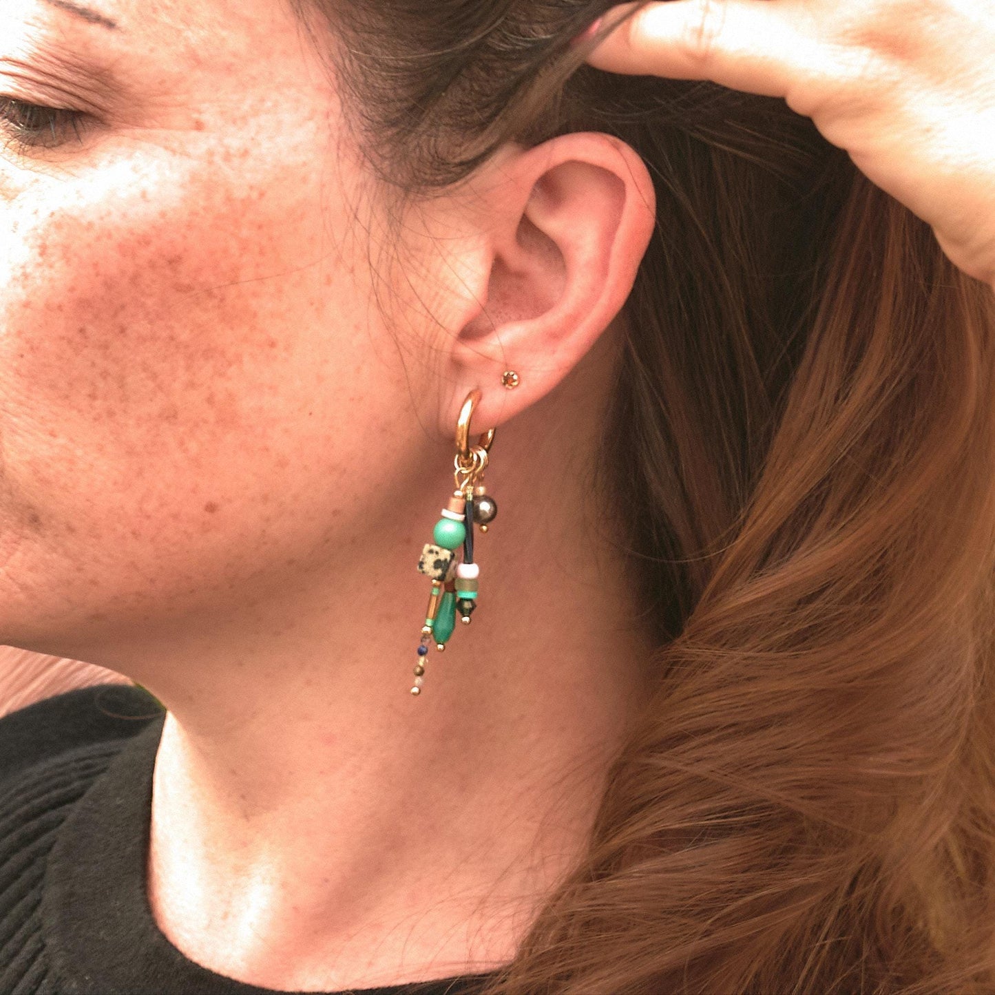 Huggie Hoop Dangle Earrings