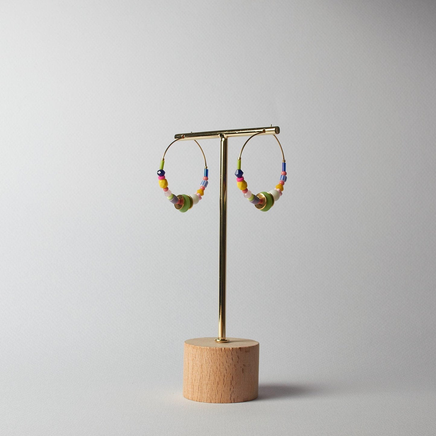 Colorful Bead Hoop Earrings