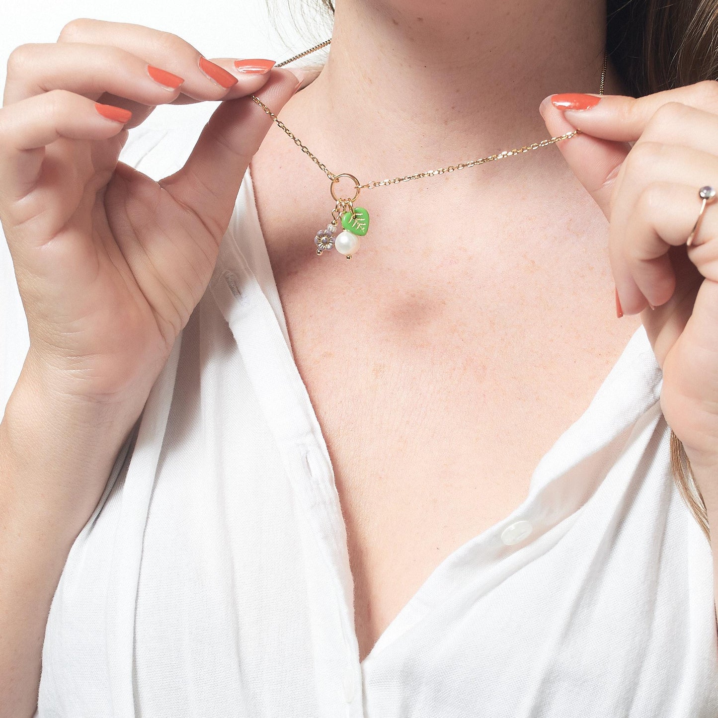 Good Karma Purple Flower & Pearl Necklace