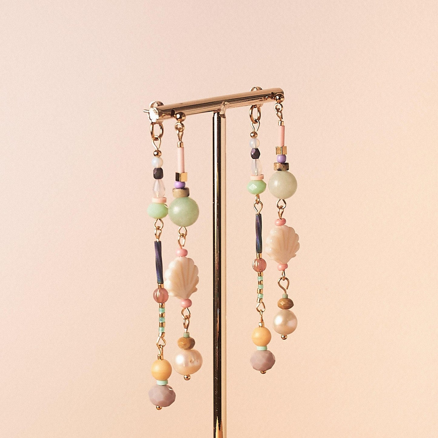 Handcrafted Mother of Pearl Shell Front-Back Earrings