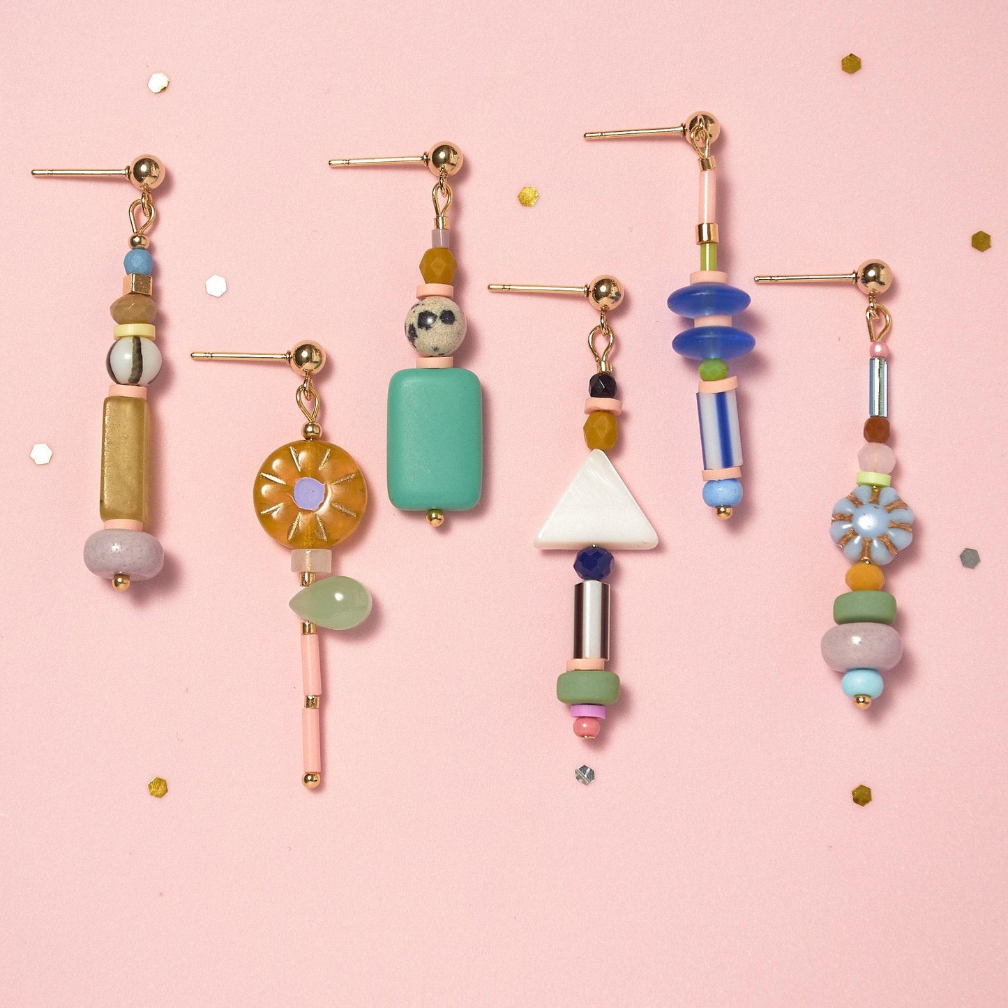 Pastel Mismatched Dangle Earrings: Mix and Match