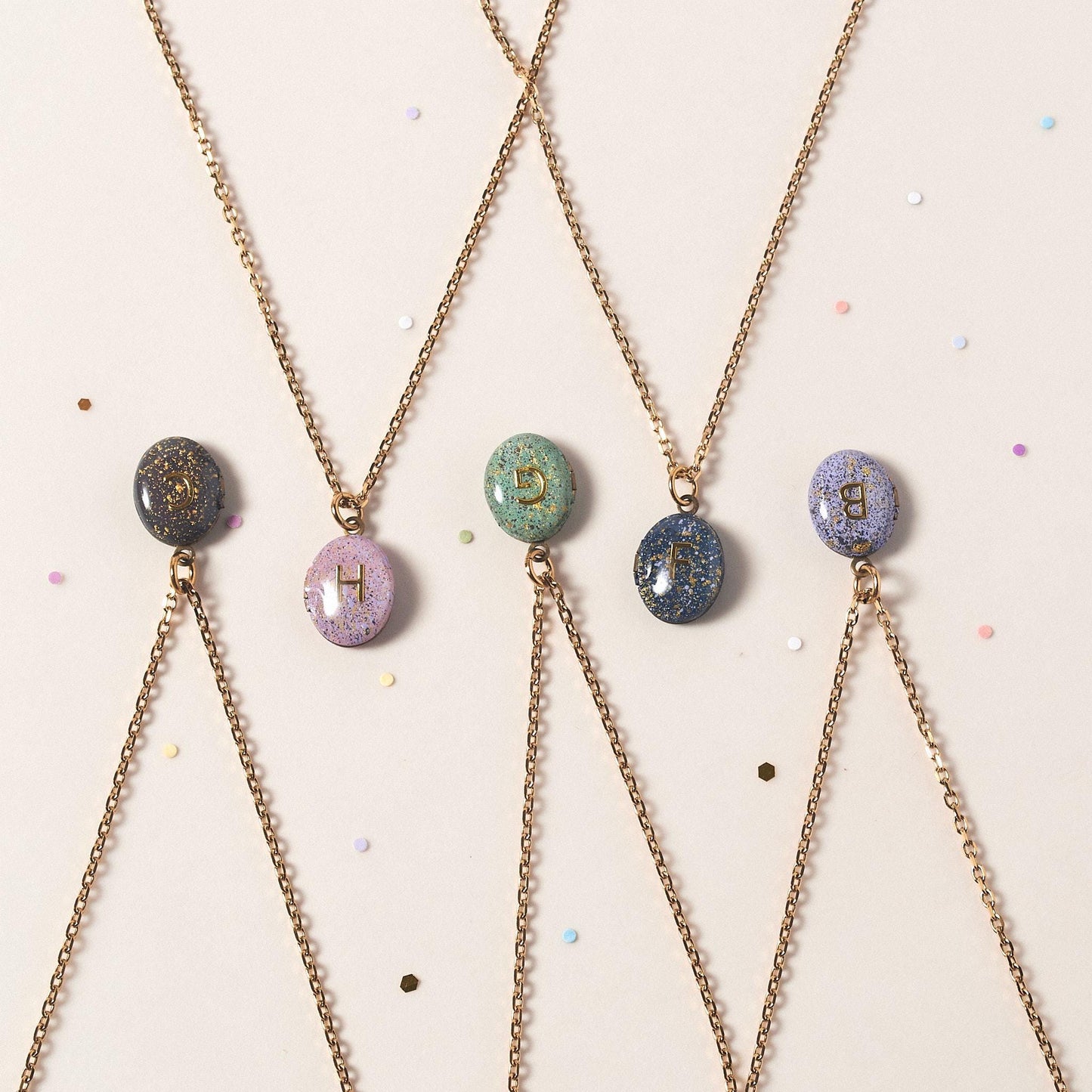 Hand-Painted Initial Locket Necklace