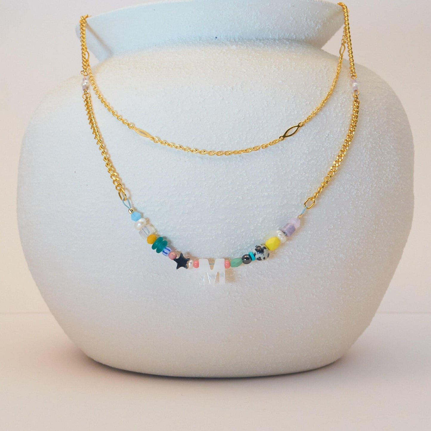 Personalized Double Chain Initial Necklace