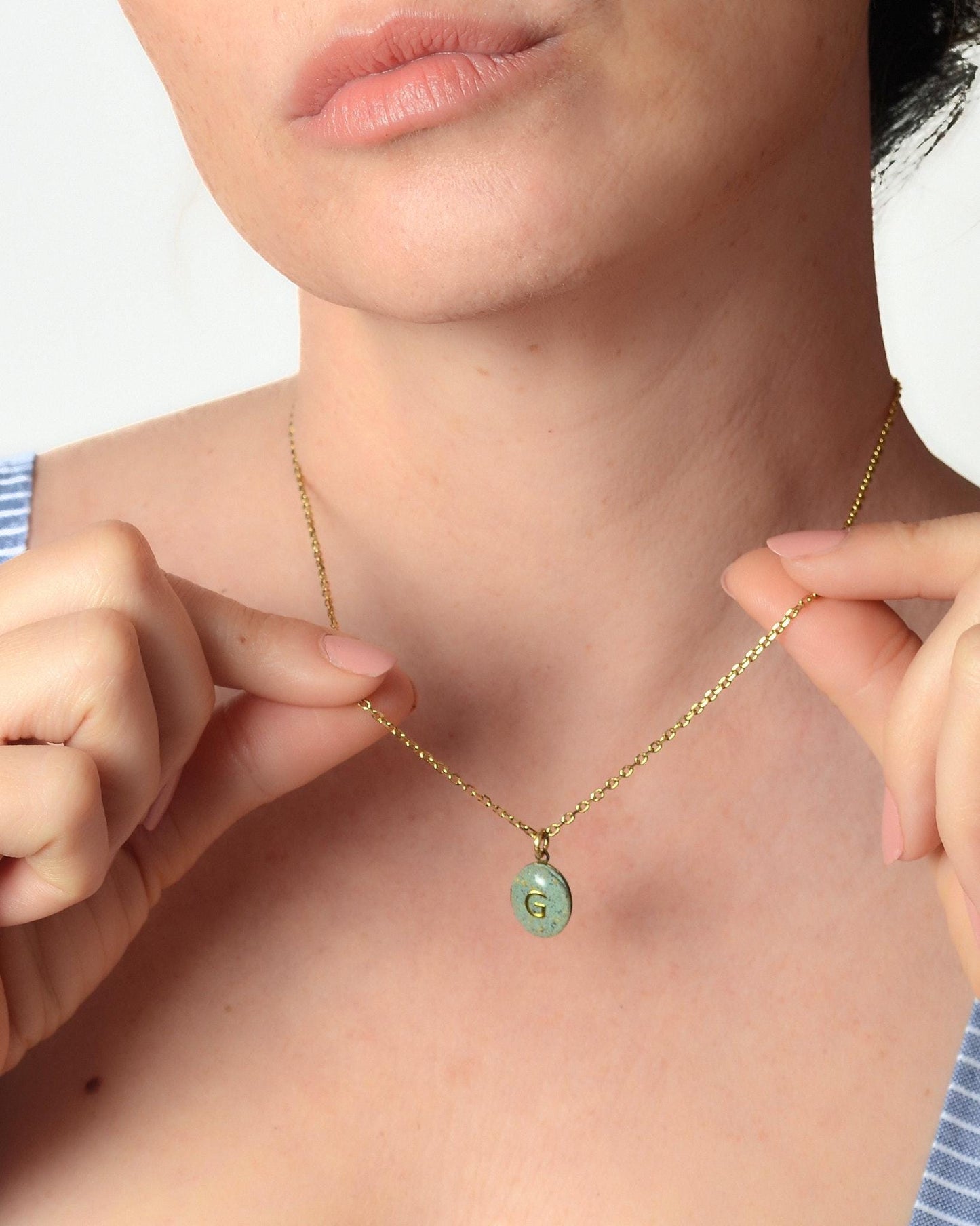 Hand-Painted Initial Locket Necklace