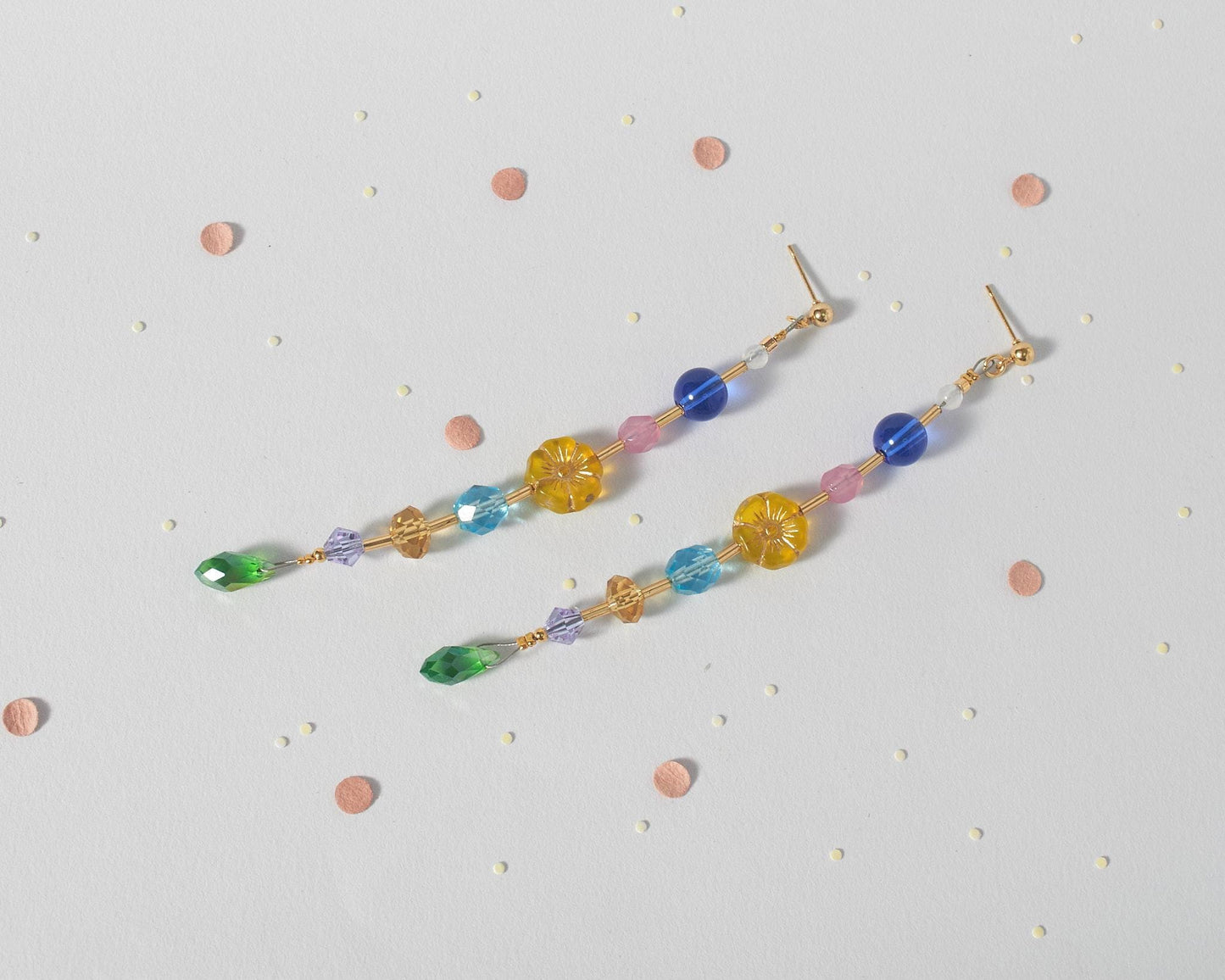 Handcrafted Extra Long Floral Dangle Earrings