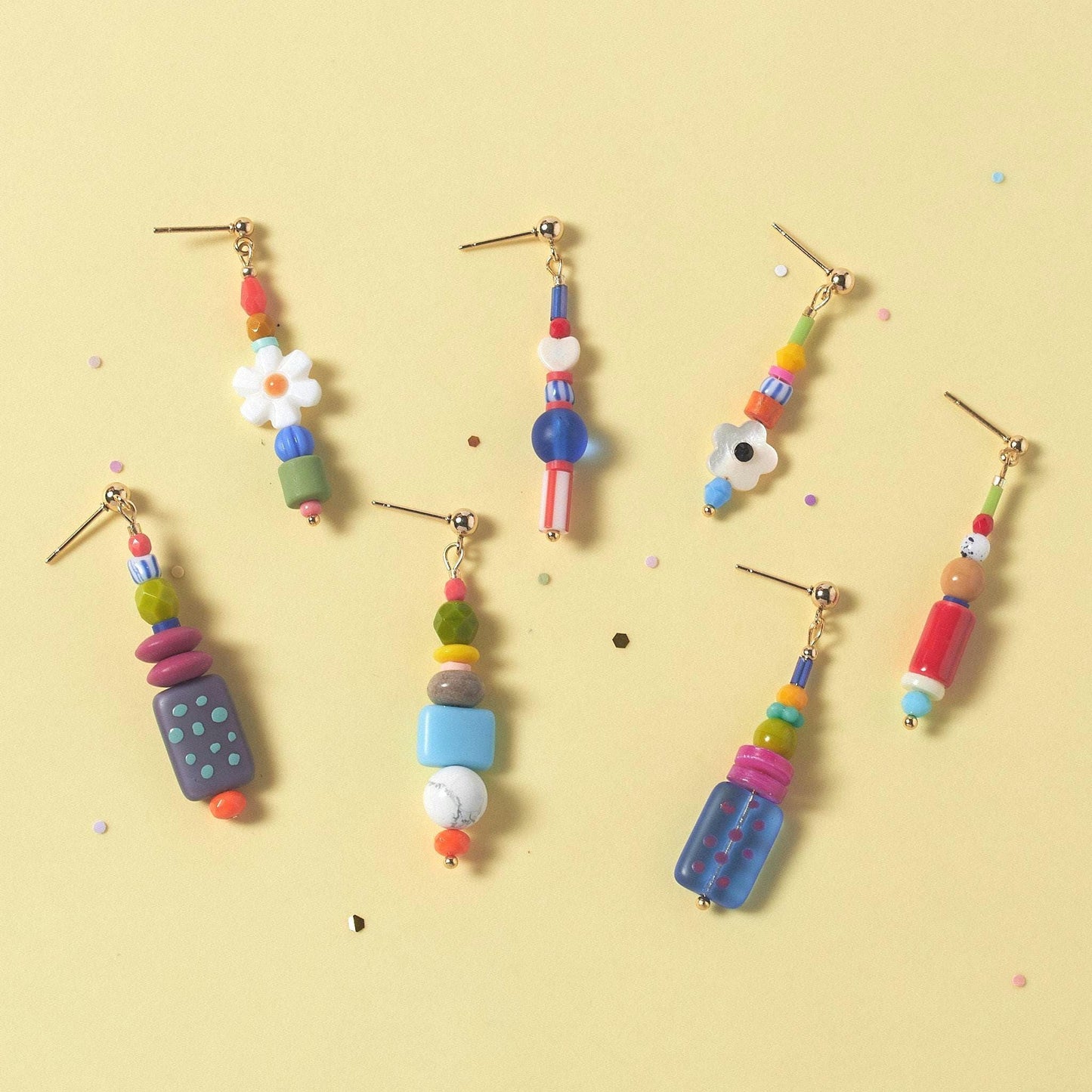 Handcrafted Mismatched Colorful Dangle Earrings