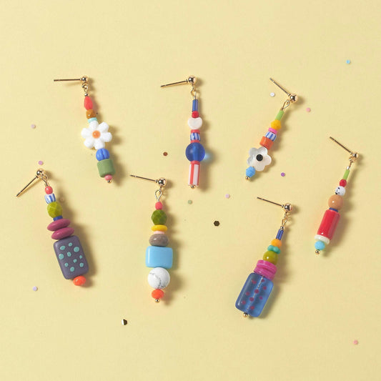 Handcrafted Mismatched Colorful Dangle Earrings