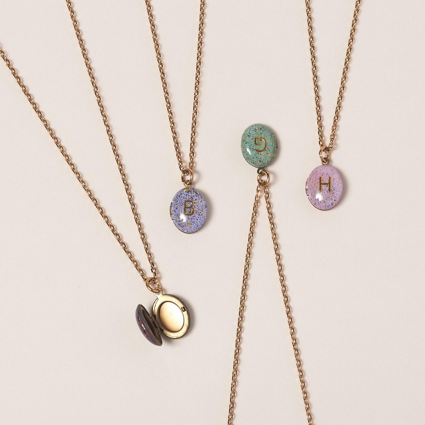 Hand-Painted Initial Locket Necklace