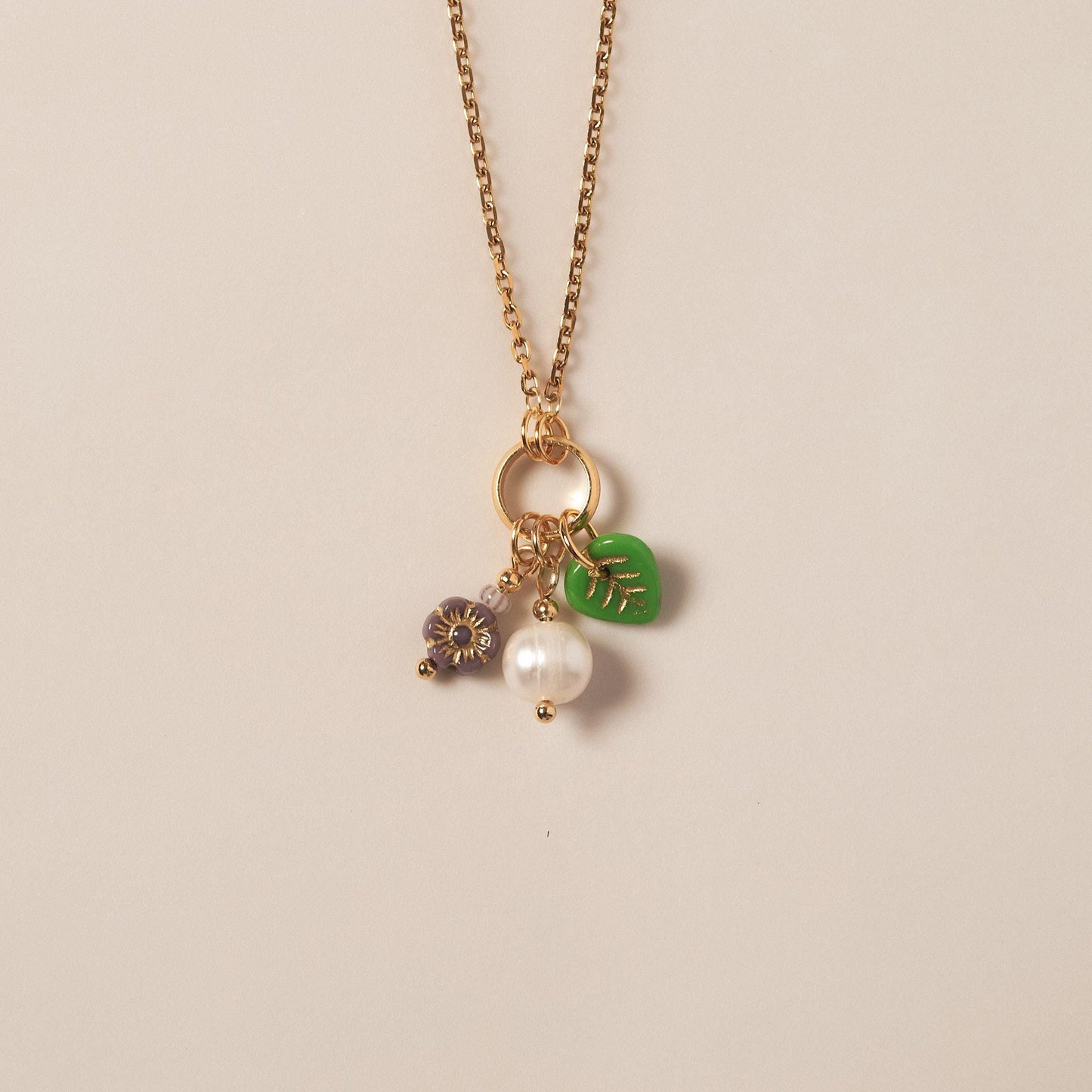 Good Karma Purple Flower & Pearl Necklace